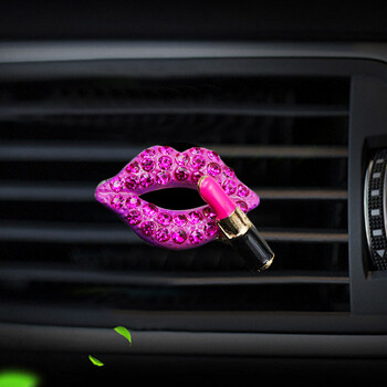 Щипка за парфюм за кола Creative Diamond Female Lipstick Heart Fragrance Car Air Outlet Освежител Vent Clip Освежител за въздух