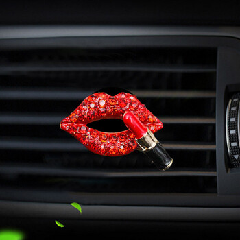 Щипка за парфюм за кола Creative Diamond Female Lipstick Heart Fragrance Car Air Outlet Освежител Vent Clip Освежител за въздух