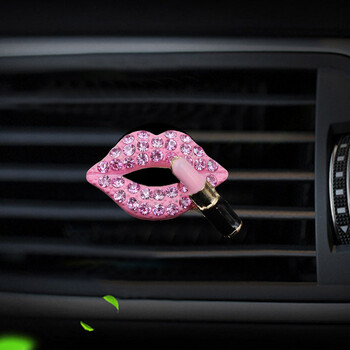 Щипка за парфюм за кола Creative Diamond Female Lipstick Heart Fragrance Car Air Outlet Освежител Vent Clip Освежител за въздух