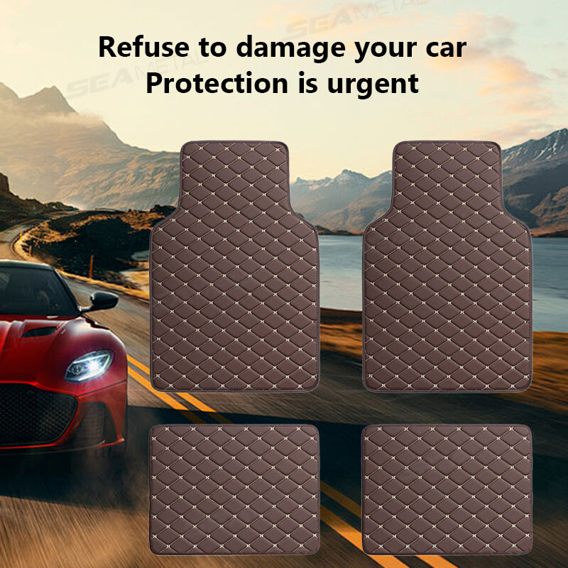 BLALION Covorașe de podea pentru mașină, 4 bucăți, universal, PU, impermeabil, pentru protecția piciorului pentru auto, covor Set covorașe față și spate Accesorii interioare