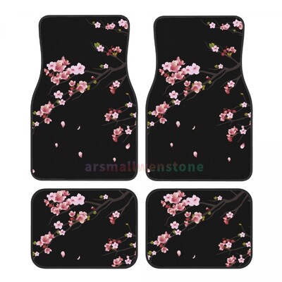 Japoneză Sakura Branch 4 bucăți covoraș de podea pentru femei din catifea de cristal, covoraș de podea pentru mașină anti-fouling Accesorii pentru interiorul mașinii