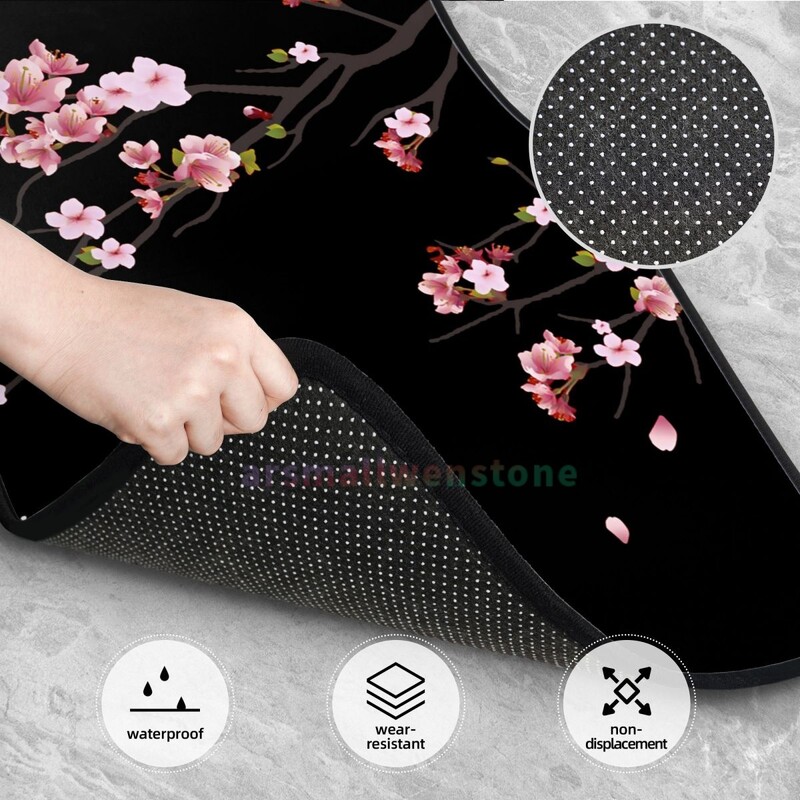 Japoneză Sakura Branch 4 bucăți covoraș de podea pentru femei din catifea de cristal, covoraș de podea pentru mașină anti-fouling Accesorii pentru interiorul mașinii