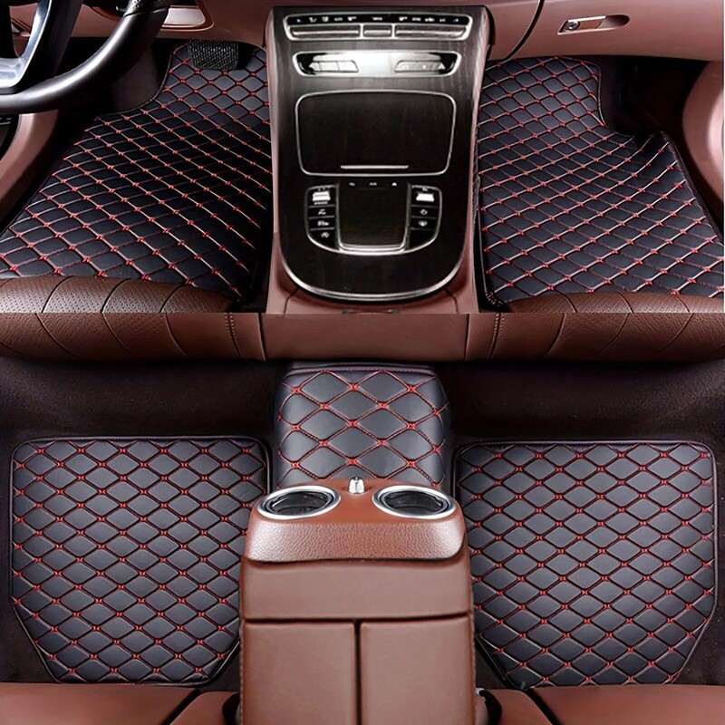 5 bucăți covorașe superioare universale: piele PU impermeabilă, covor elegant în carouri - acoperire completă pentru față și spate!