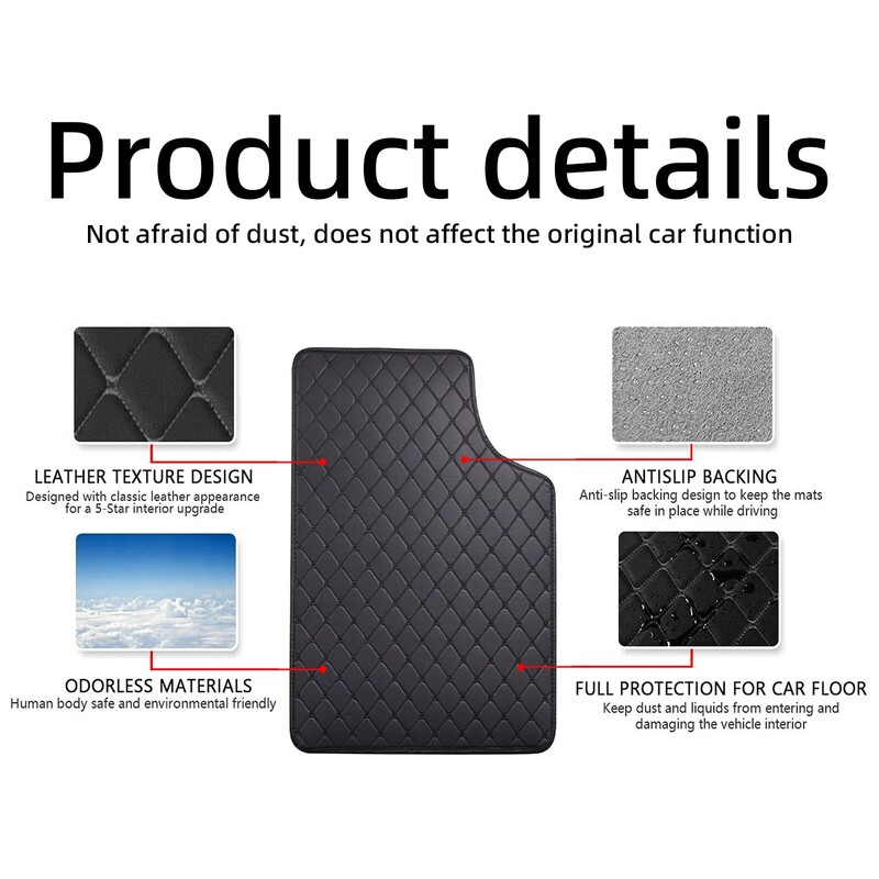 5 bucăți covorașe superioare universale: piele PU impermeabilă, covor elegant în carouri - acoperire completă pentru față și spate!
