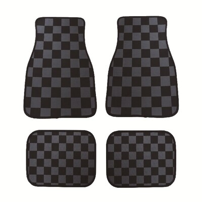Jauns universāls JDM Racing Cluture sarkanrūtains auto grīdas paklājiņš, klasisks paklāja grīdas paklājiņš, 4 gab.