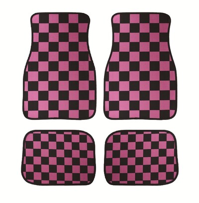 Jauns universāls JDM Racing Cluture sarkanrūtains auto grīdas paklājiņš, klasisks paklāja grīdas paklājiņš, 4 gab.