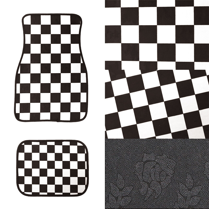 Jauns universāls JDM Racing Cluture sarkanrūtains auto grīdas paklājiņš, klasisks paklāja grīdas paklājiņš, 4 gab.