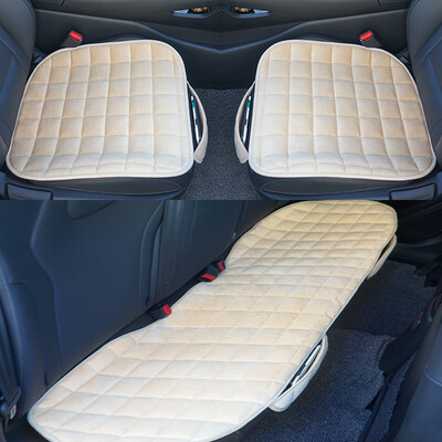 AUTO PLUS, universal, iarnă, caldă, pernă pentru scaun auto, pernă scurtă de pluș, pernă moale pentru scaun, cu buzunar