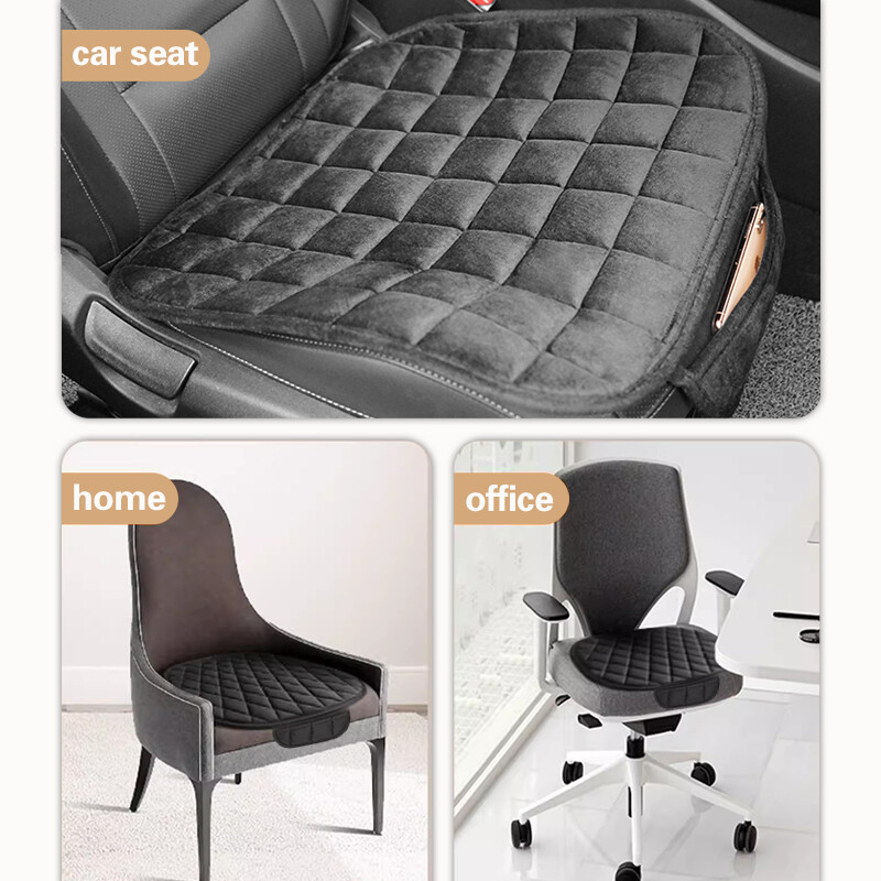 AUTO PLUS, universal, iarnă, caldă, pernă pentru scaun auto, pernă scurtă de pluș, pernă moale pentru scaun, cu buzunar