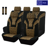 Huse scaun auto AUTO PLUS Leopard Protejează scaunul interiorului mașinii, compatibile cu airbag, se potrivește universal pentru mașini, SUV, camion, set complet