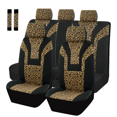 Huse scaun auto AUTO PLUS Leopard Protejează scaunul interiorului mașinii, compatibile cu airbag, se potrivește universal pentru mașini, SUV, camion, set complet