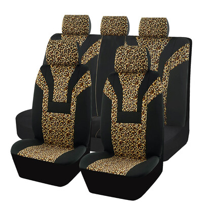 Huse scaun auto AUTO PLUS Leopard Protejează scaunul interiorului mașinii, compatibile cu airbag, se potrivește universal pentru mașini, SUV, camion, set complet