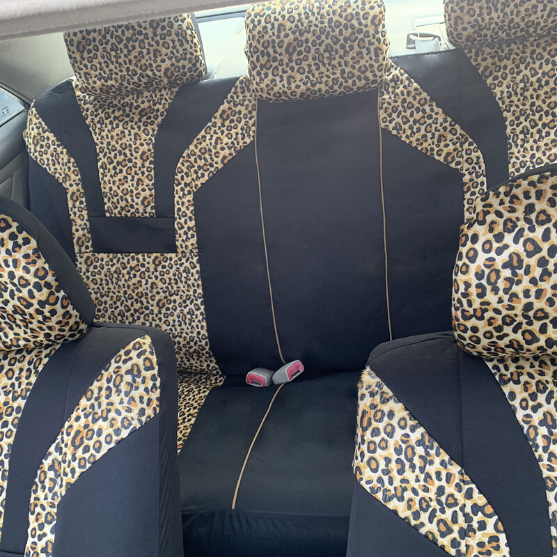 Huse scaun auto AUTO PLUS Leopard Protejează scaunul interiorului mașinii, compatibile cu airbag, se potrivește universal pentru mașini, SUV, camion, set complet