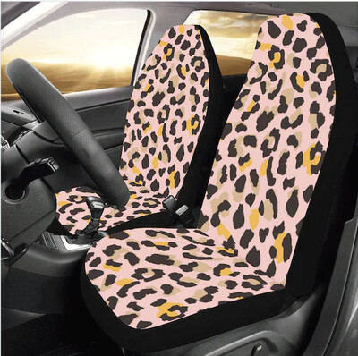 Huse scaun auto cu imprimeu leopard roz Pereche 2 huse scaune auto față Huse scaun pentru protectie scaun auto Accesoriu auto imprimeu animal