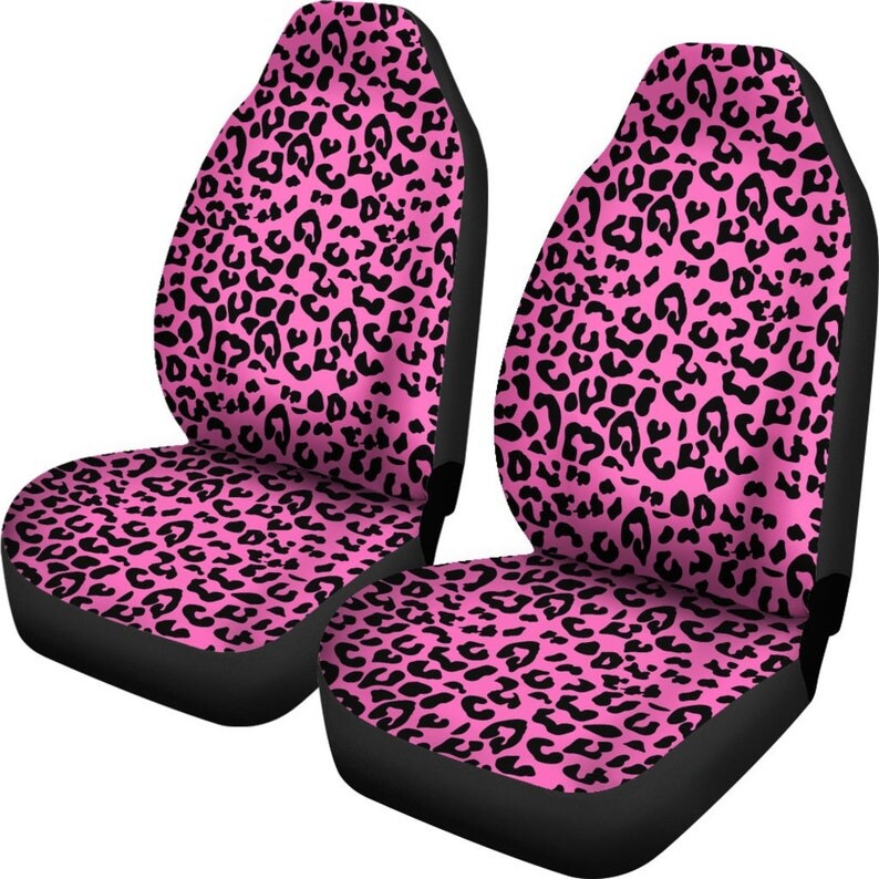 Huse scaun auto cu imprimeu leopard roz Pereche 2 huse scaune auto față Huse scaun pentru protectie scaun auto Accesoriu auto imprimeu animal