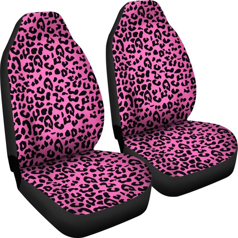 Huse scaun auto cu imprimeu leopard roz Pereche 2 huse scaune auto față Huse scaun pentru protectie scaun auto Accesoriu auto imprimeu animal