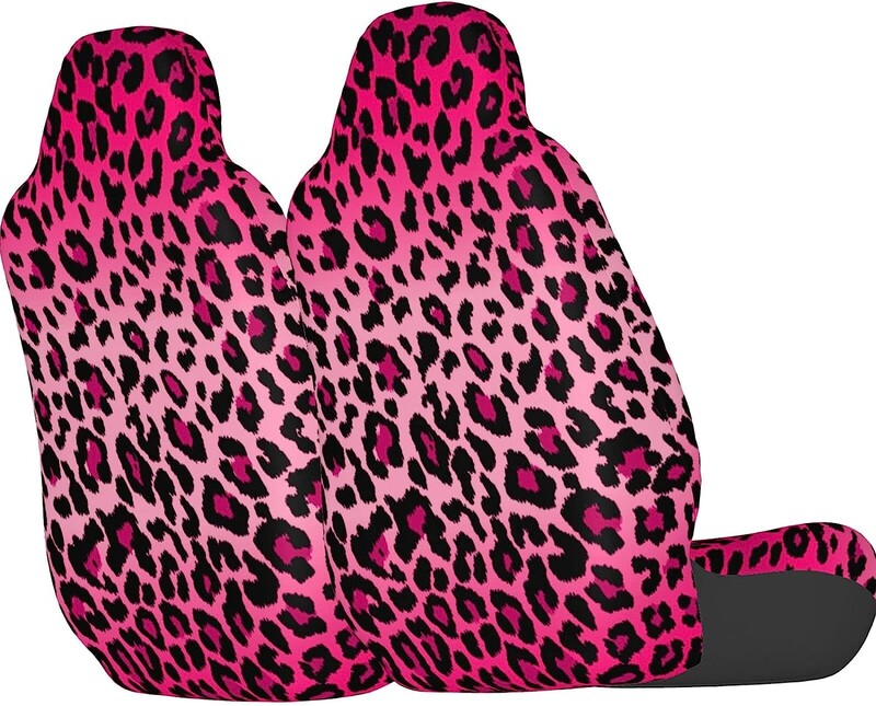 Rozā Leopard Print Auto Sēdekļu Pārvalki Komplekts 2 Gab Auto Salons Auto Piederumi Protetori Auto Paklājiņi Transportlīdzeklis