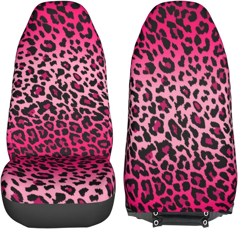 Rozā Leopard Print Auto Sēdekļu Pārvalki Komplekts 2 Gab Auto Salons Auto Piederumi Protetori Auto Paklājiņi Transportlīdzeklis