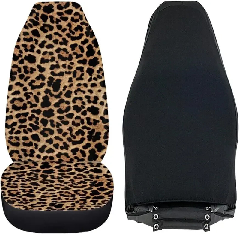 Huse pentru scaune din față cu imprimeu animale leopard la modă Set de 2 huse de protecție pentru scaune cu model ghepard sălbatic Huse pentru mașini Sedan