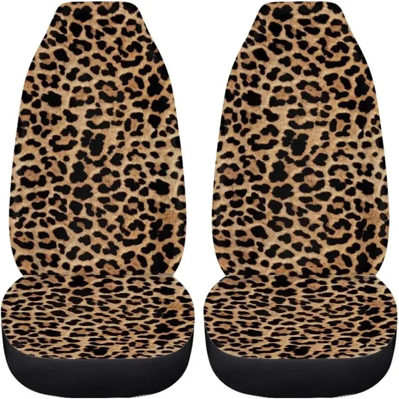 Huse pentru scaune din față cu imprimeu animale leopard la modă Set de 2 huse de protecție pentru scaune cu model ghepard sălbatic Huse pentru mașini Sedan