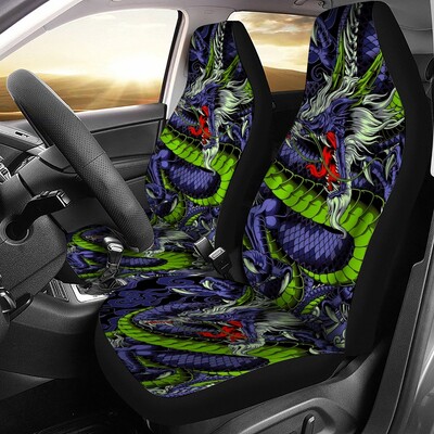 Huse pentru scaune auto Dragon Color Animal Japan Se potrivește cu majoritatea mașinilor 2 buc Accesorii universale pentru autovehicule Huse pentru scaune față