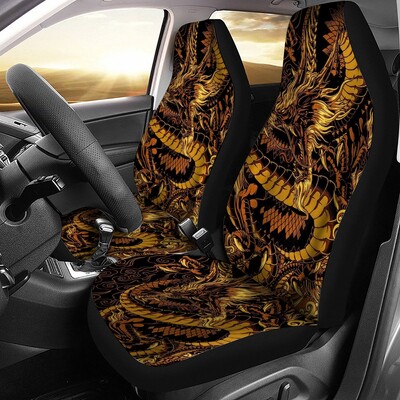Huse pentru scaune auto Dragon Color Animal Japan Se potrivește cu majoritatea mașinilor 2 buc Accesorii universale pentru autovehicule Huse pentru scaune față