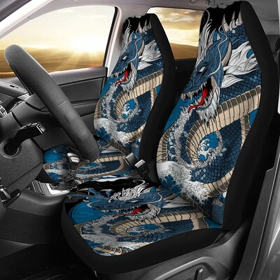 Huse pentru scaune auto Dragon Color Animal Japan Se potrivește cu majoritatea mașinilor 2 buc Accesorii universale pentru autovehicule Huse pentru scaune față