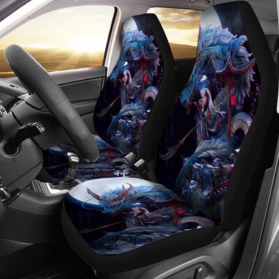 Huse pentru scaune auto Dragon Color Animal Japan Se potrivește cu majoritatea mașinilor 2 buc Accesorii universale pentru autovehicule Huse pentru scaune față