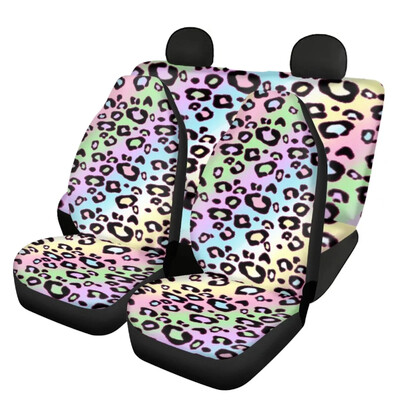 Husă pentru scaune auto cu design leopard roz, rezistentă la alunecare, durabilă, față și spate, pentru huse pentru scaune pentru vehicule Accesorii sedan moale