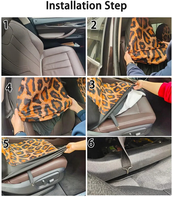 Husă pentru scaune auto cu design leopard roz, rezistentă la alunecare, durabilă, față și spate, pentru huse pentru scaune pentru vehicule Accesorii sedan moale