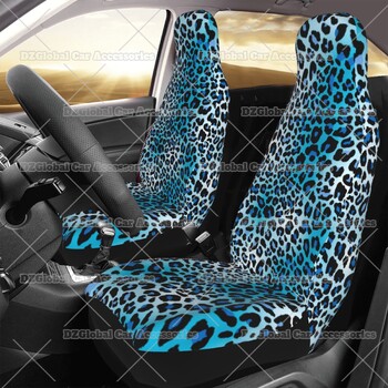 Μπλε Leopard Print Καλύμματα καθισμάτων αυτοκινήτου για άνδρες Γυναικείες Άνετα κουβάς Wild Cheetah μπροστινά καθίσματα Προστατευτικά Universal