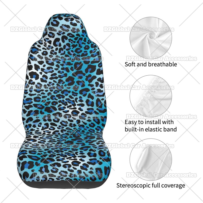 Navlake za autosjedalice s plavim leopard uzorkom za muškarce, žene, udobne štitnike za prednja sjedala s kantom za divlje geparde, univerzalne