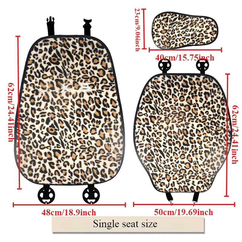 Leopard plīša ziemas auto sēdekļa spilvens viena sēdekļa auto salona apdare Piemērots vieglo kravas automašīnu SUV