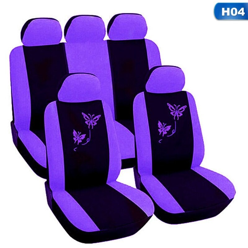 9/4 buc/set husă scaun auto pernă universală pentru autovehicule ornamente interioare huse universale stil broderie roz violet