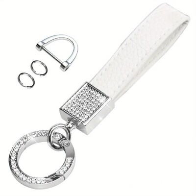 Breloc la modă cu strasuri, cu breloc din piele și breloc cu arc pentru chei de mașină, accesorii