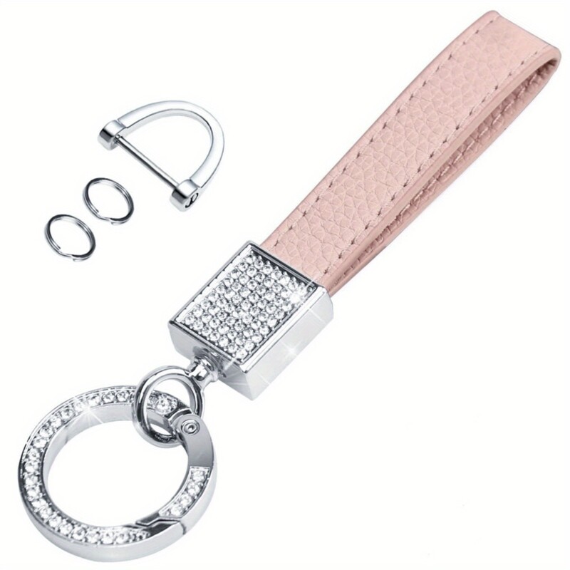 Breloc la modă cu strasuri, cu breloc din piele și breloc cu arc pentru chei de mașină, accesorii