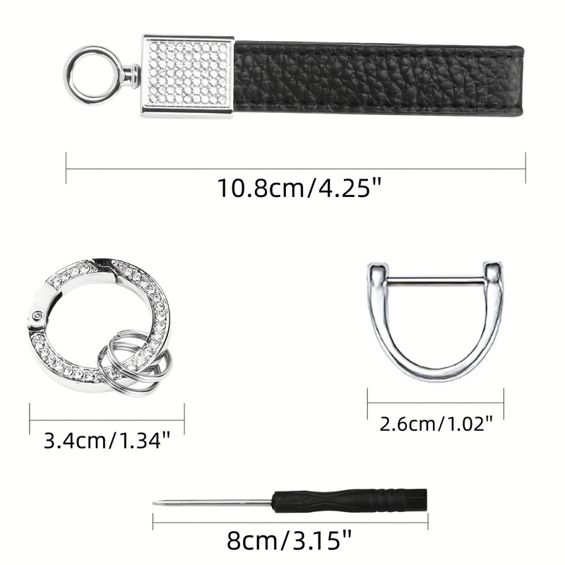 Breloc la modă cu strasuri, cu breloc din piele și breloc cu arc pentru chei de mașină, accesorii