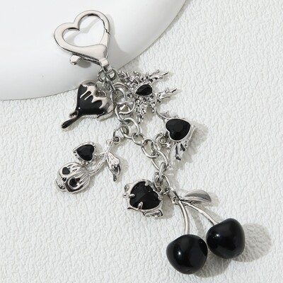 Pretty Cherry Heart Butterfly Email Breloc Y2k Neo-Gotic Plant Love Breloc pentru femei Fete Cadou bun Bijuterii lucrate manual