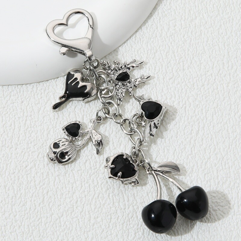 Pretty Cherry Heart Butterfly Email Breloc Y2k Neo-Gotic Plant Love Breloc pentru femei Fete Cadou bun Bijuterii lucrate manual