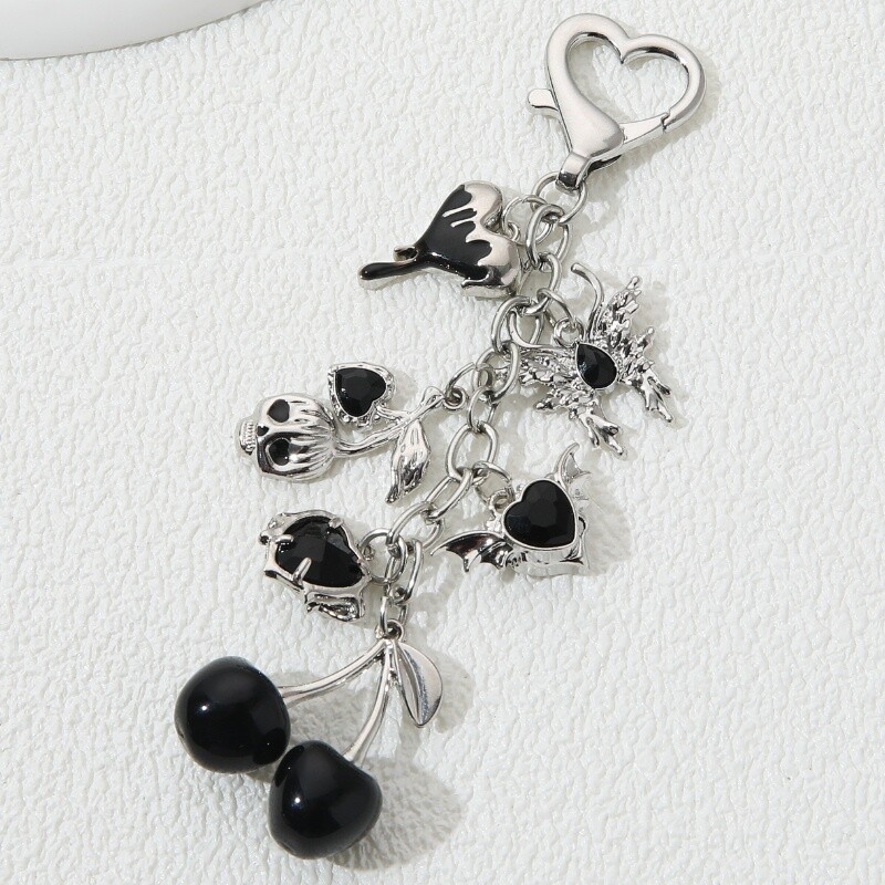 Pretty Cherry Heart Butterfly Email Breloc Y2k Neo-Gotic Plant Love Breloc pentru femei Fete Cadou bun Bijuterii lucrate manual