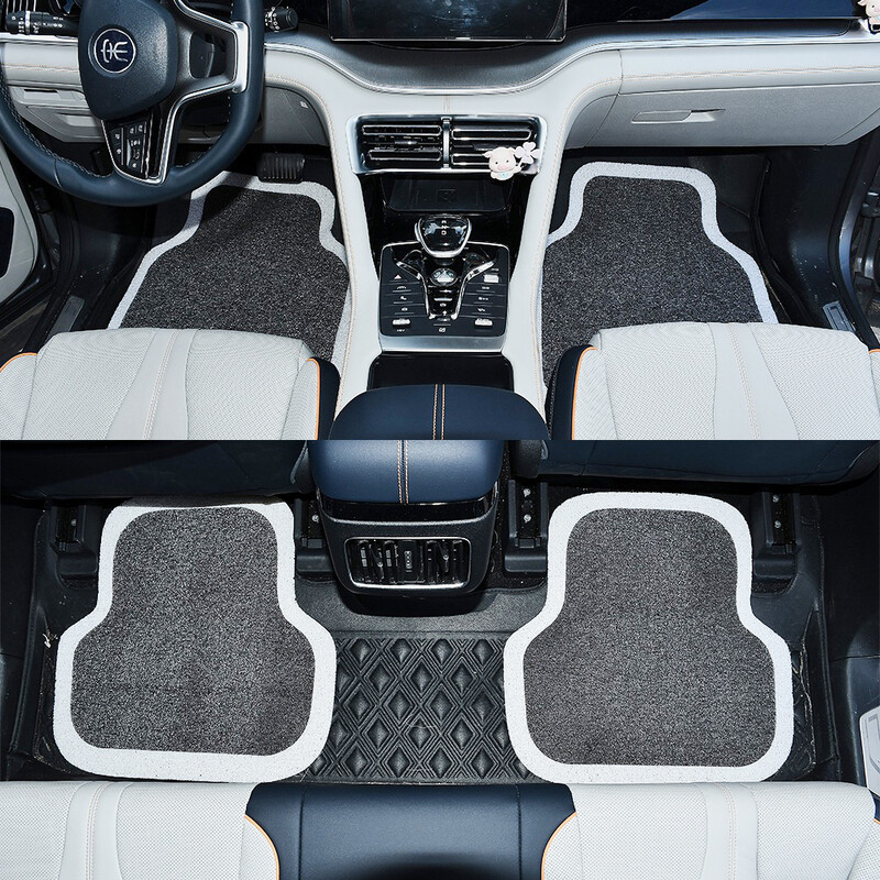 Set de 4 bucăți covorașe de sârmă pentru mașină, covoraș de podea cu bobină de mătase neagră universală, accesorii de protecție a podelei interioare pentru autoturisme SUV antiderapante