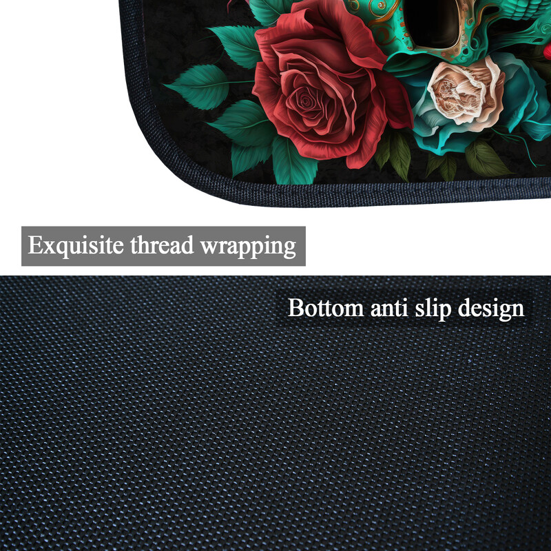 Covor auto universal cu imprimare cu craniu și trandafiri Covor auto antiderapant, durabil, în patru anotimpuri Covor de podea ușor de curățat și rezistent la uzură