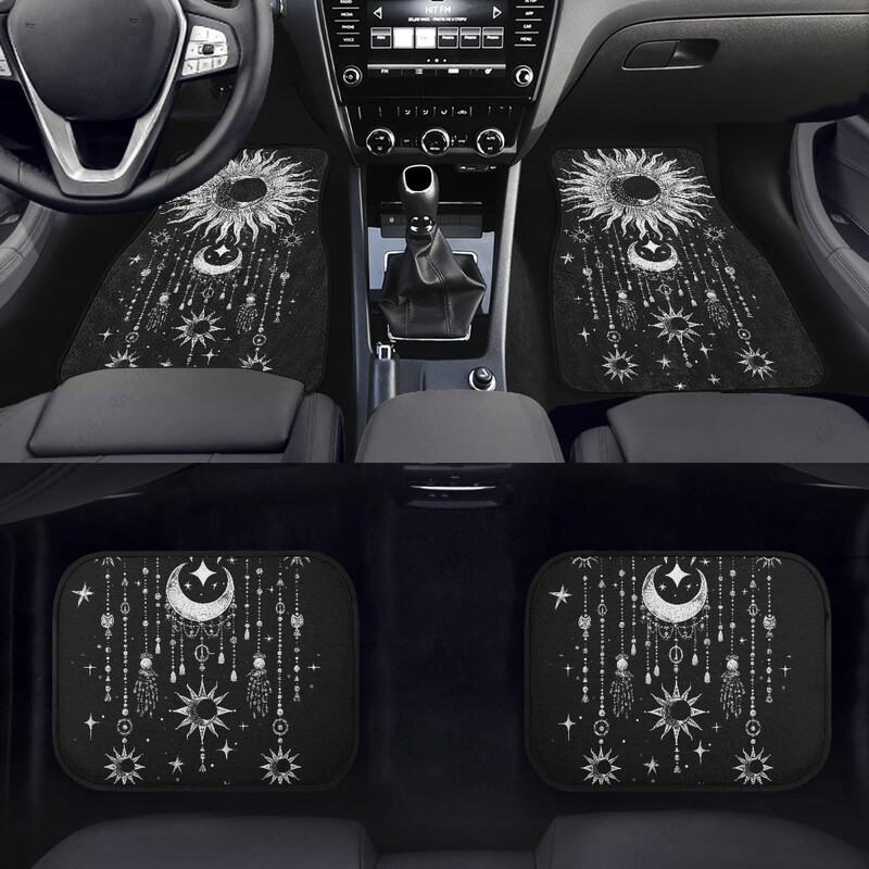 Soare și Lună Covoraș pentru podea mașină Covor pentru podea față și spate pentru mașină Covor anti-alunecare pentru picioare Covor antimurdar Accesorii auto universale