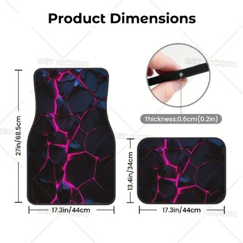 4 τμχ Lava Crack Pattern Car Λαστιχένιο πατάκι δαπέδου Universal Αντιολισθητικό Αυτοκίνητο Μπροστινό και Πίσω Χαλί Αδιάβροχο και εύκολο στο καθάρισμα Αυτοκίνητο