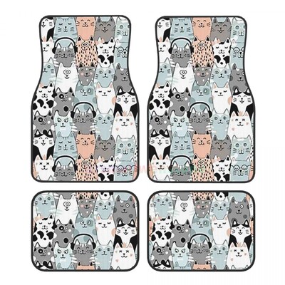 Capete de pisică colorate Covorașe de mașină din catifea de cristal Set de patru covorașe de mașină anti-fouling Covor Covoare de podea de mașină anti-alunecare 4 buc.