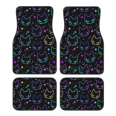 Capete de pisică colorate Covorașe de mașină din catifea de cristal Set de patru covorașe de mașină anti-fouling Covor Covoare de podea de mașină anti-alunecare 4 buc.