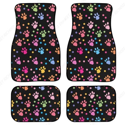 Covorașe pentru mașină cu labe de câine Set complet de 4 covorașe față spate Covorașe durabile pentru podea Covor din cauciuc Huse pentru scaune cu găleată Protector pentru SUV