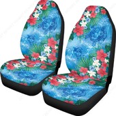 Hawaiian Print Auto sēdekļu pārvalki Hibiscus ziedu jūras bruņurupuča raksta sēdekļa aizsargs automašīnas priekšējam sēdeklim, universālie sēdekļu pārvalki 2 gab.