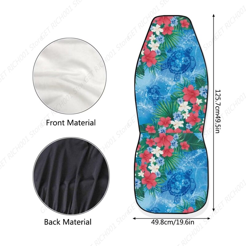 Hawaiian Print Auto sēdekļu pārvalki Hibiscus ziedu jūras bruņurupuča raksta sēdekļa aizsargs automašīnas priekšējam sēdeklim, universālie sēdekļu pārvalki 2 gab.