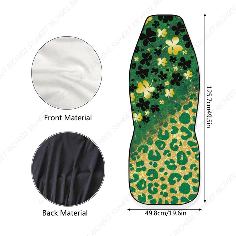 Huse pentru scaune auto cu imprimeu leopard verde pentru femei,St. Protecție universală pentru scaune față cu tema Zilei lui Patrick